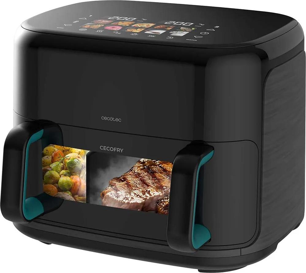 Cecotec fritéza de Fritéza bez oleja 11L Griddle Grill so 4 odpormi Integrovaná údiaca fritéza Cecofry&Grill Smokin'Prime 11000. 2800W, pohyblivá priečka, 40-200ºC, 10 menu