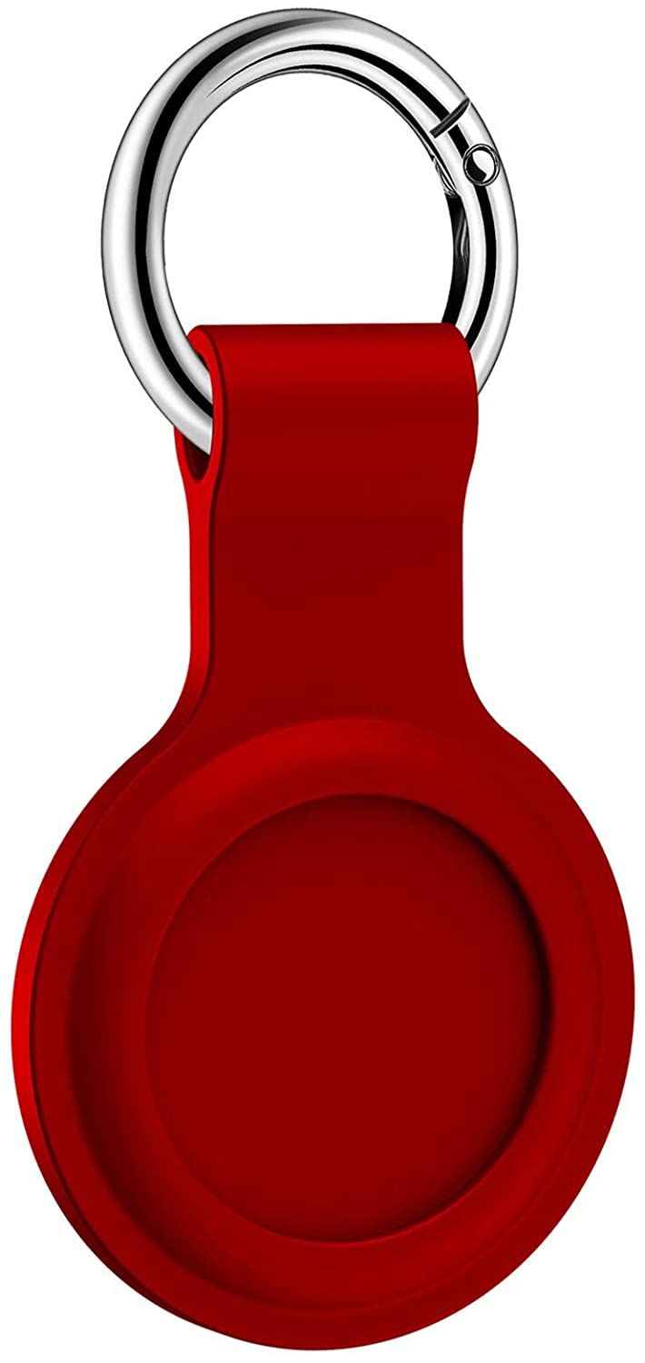 Schwarz Kratzfeste Stoßfeste Schutzabdeckung Schutzkoffer Kompatibel mit AirTag KONEE Schutzhülle Kompatibel mit Apple AirTag 2021 Tragbare Schlüsselanhänger Hülle aus Leder