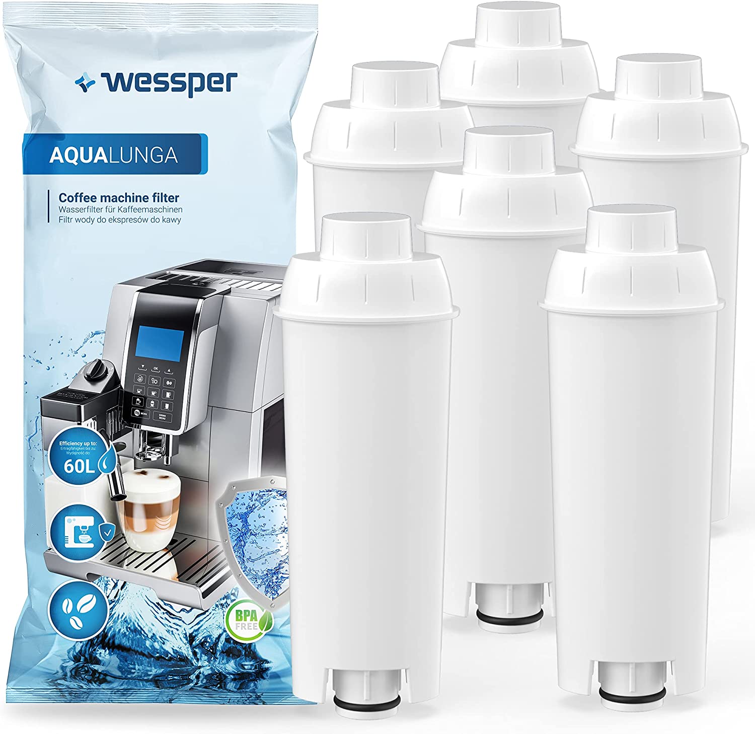 4 Stück Filterpatronen Wasserfilter Filter DeLonghi EC-820 