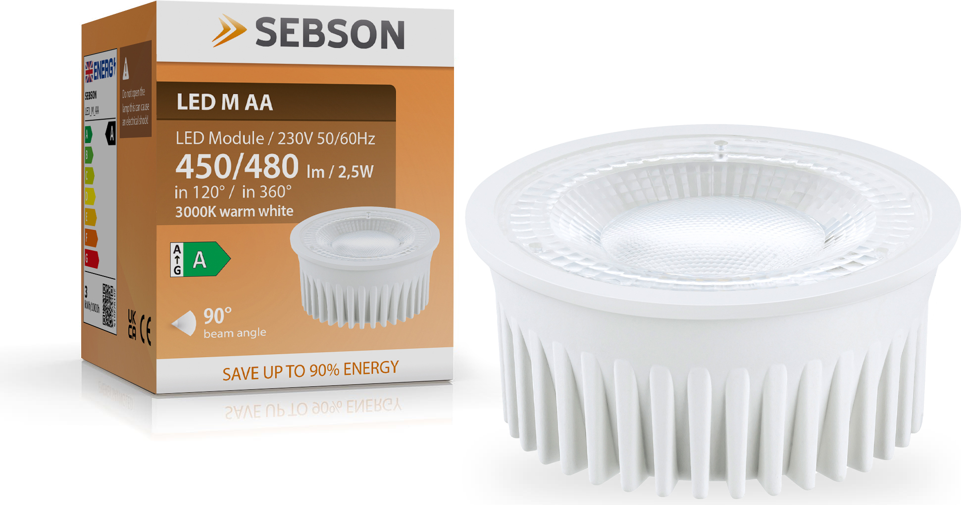 LED Lampe Modul 2,5W warmweiss Energieeffizienzklasse A 230V Leuchtmittel SEBSON LED_M_AA