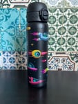 n8 Trinkflasche Stahl 600 ml Auslaufsicher Einhandöffnung Verriegelung Gesund;