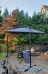 tillvex® Slunečník hliníkový, obdélníkový, průměr 330 cm, červený + potah s klikou