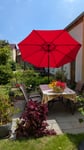 Sehr schöner Schirm , tolle Farbe, die unserem Garten ein mediterranes Flair verleiht. Ich hatte die gänzlich unbevründete Sorge, dass 2,80 zu groß ist, aber auch der 3 m große Schirm hätte gepasst. 