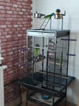 Yaheetech Vogelkäfig Vogelbauer mit Ständer & Schmutzfang 65,5 x 65,5 x 156 