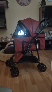 LOVPET® Hundewagen 2in1 Hundebuggy Hundebox Transporttasche Faltbar klappbar bis 20 kg Haustiere Buggy mit Netzfenstern & Regenschutzabdeckung Jogger Katzenbuggy für kleine Hunde Katzen Kunden-Foto 1