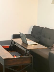 VASAGLE Couchtisch, höhenverstellbar, versteckter Stauraum, 60 x 120 x (48-62) cm Kunden-Foto 5