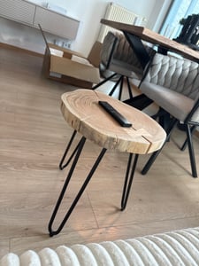riess-ambiente Beistelltisch GOA 40cm natur schwarz massive Akazie Metall Baumstamm Hairpin Legs Kunden-Foto 1