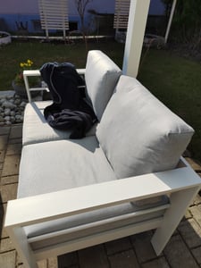 MeXo Gartenlounge-Set Gartenmöbel Set Aluminium Wetterfest 6-7 Personen, mit 12cm Deluxe Relax-Sitzkissen, pflegeleichte Polywood-Tischplatte Kunden-Foto 2