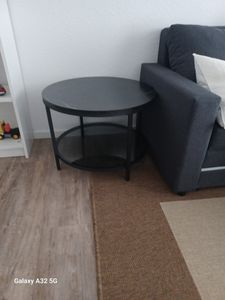 VASAGLE Couchtisch, Wohnzimmertisch, 80 x 46 cm (Ø x H), Marmorweiß-Tintenschwarz Kunden-Foto 12
