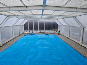 tillvex Pool Aufroller 3 - 5,70 m mit Vollgummireifen | Aufrollsystem für Solarplane | Aufrollvorrichtung für Poolplane & Abdeckung | inkl. Bänder Kunden-Foto 1