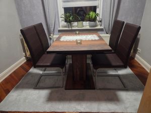 Säulentisch/Esstisch Ariana-Nachbildung Artisan Eiche Kanten schwarz-ausziehbar-120-160cm breit Kunden-Foto 1