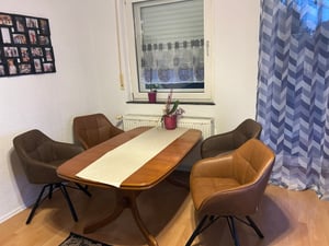 WOLTU Esszimmerstühle drehbar 4er-Set, mit Armlehnen Rückenlehne, mit Kunstlederbezug, Braun Kunden-Foto 1
