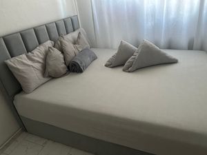 TRADA Boxspringbett 180x200 Palermo mit Bettkästen mit Matratze mit Topper Komplett-Set Polsterbett Bonell H3 Grau Kunden-Foto 24