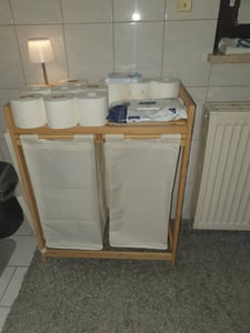 Wäschekorb 2 Fächer, Bambus, Wäschesammler 100 L, mit Ablage Kunden-Foto 1