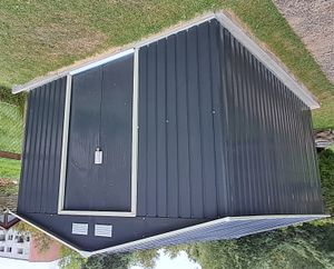 HATTORO P100 XL Metall Gerätehaus Geräteschuppen Schuppen Gartenhaus Pultdach Anthrazit / GRAU Kunden-Foto 7