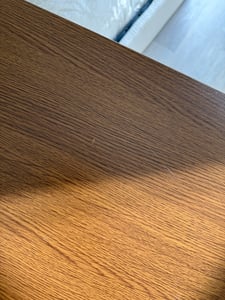 Merax TV-Lowboard 175 cm mit 2 Schubladen & Schiebetüren, ovales Design für TV bis 75 Zoll, TV-Schrank mit höhenverstellbare Füße, matt Walnuss Kunden-Foto 4
