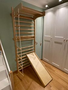 LZQ 6 v 1 stěně tyče lezecká stěna Gym stěna lezení lešení Gymnastické vybavení Dřevo Děti vnitřní s Pull-Up Bar / kroužky / lezecký žebřík a lano žebřík Fotografie od zákazníka č. 1