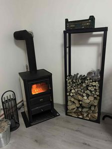 ML-Design Kaminholzregal aus Metall, 80x150 cm, Schwarz, Innen/Außen, Brennholzregal Holzaufbewahrung aus beschichtetem Stahl Kunden-Foto 4