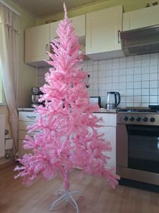 Künstlicher Weihnachtsbaum Rosa, 120cm ca. 200 Spitzen, Weihnachtsbäume Christbaum, mit Metallständer&Klappsystem, Kunstbaum Weihnachten XM033 Kunden-Foto 1