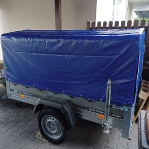 Anhänger Garden Trailer 200 KIPP 200x106 cm 750 kg [mit Hochspriegel, blauer Hochplane und Stützrad] Kunden-Foto 4