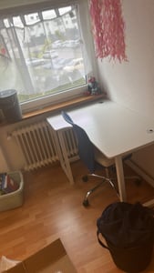 Großer weißer Loft-Eckschreibtisch für Computer, 120 cm Kunden-Foto 2