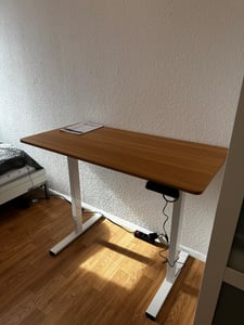 SANODESK QS1 Výškově nastavitelný stůl 140 x 60 cm, elektrický, 4 paměťové funkce, ochrana proti kolizím, nosnost 70 kg, háčky, vedení kabelů (černý) Fotografie od zákazníka č. 23