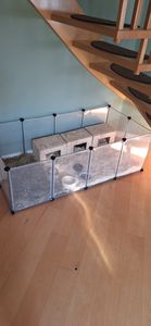SONGMICS 2er set Kleintierkäfig, Freigehege mit Bodenplatten, 143 x 73 x 46 cm, Grau Kunden-Foto 7