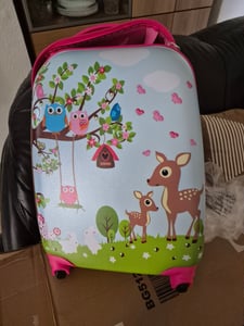 COSTWAY 2tlg Kinderkoffer + Rucksack Kofferset Kindergepaeck Reisegepaeck Kindertrolley Hellblau Kunden-Foto 2
