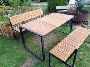 vidaXL Tavolo da giardino con gambe a U 160x80x75 cm in legno massiccio di acacia Foto del cliente 1