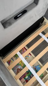 Flieks gestoffeerd bed 90x200 cm met nachtlampje en USB-poort, kinderbed/enkelbed met 4 lades en een trap, tienerbed met opbergruimte, fluweel, lichtgrijs Klantenfoto 3