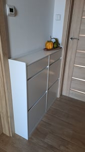 SoBuy Schuhkipper mit 4 Klappen Schuhablage Schuhschrank schmal Schuhregal mit 4 Ablageflächen Schuhkommode Weiß BHT ca. 98x95x19cm FSR169-W Kunden-Foto 1