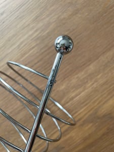 2 portfrutta a spirale in metallo, cestino per arance e mele, capienza 7 pezzi, A x L x P 48 x 21 x 21 cm, dispenser per frutta, argento Foto del cliente 6