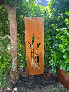 Edelrost Garten Sichtschutz Wand Rost Sichtschutzwand Metall 160x50 cm Ranke inkl. Bodenanker Kunden-Foto 2