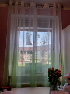 Schal transparent Farbverlauf Vorhang mit Ösen Gardine Voile, 2 Stück 245x140, Apfelgrün, 204202 Kunden-Foto 1