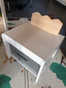 COSTWAY Kindertisch mit 2 Stühlen, Kindersitzgruppe, 4 in 1 Kinder Maltisch mit Tischplatte, Bücherregal & Stoffschubladen für Kinder ab 3+, Natur Kunden-Foto 4