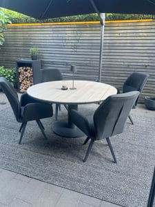 Garden Impressions Newton Dining Tisch - Ø150 cm - carbon black -  light teak Vironwood Kunden-Foto 1