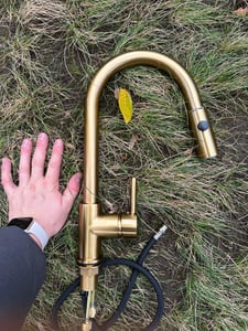 Pavel | Premium zwarte, matte, uitschuifbare kraan van roestvrij staal | Mengkraan - 360 graden draaibaar | Boiler met 3 aansluitingen Klantenfoto 3
