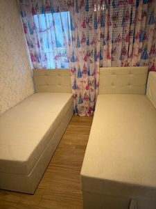 Masseno Boxspringbett GLOS 90 90x200 cm Komplett-Set mit Bonell Matratze und Topper, Polsterbett mit Bettkästen -Beige, COSMIC 10 Kunden-Foto 1