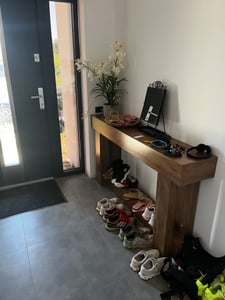 Tribesigns console tafel, 160 cm, van hout, smalle console tafel met 2 niveaus, in landelijke stijl, geschikt voor woonkamer, hal of entree Klantenfoto 1