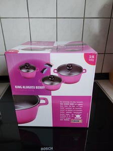 3/6tlg. KING® Kochtopfset Aluguss Berry / Größen ca.  Ø16,  Ø20,  Ø24cm / langlebige Keramikbeschichtung Innen: FUSION® TI Kunden-Foto 1