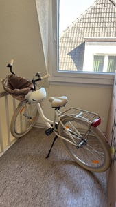 Milord Komfort Fahrrad Mit Weidenkorb Damenfahrrad, 26 Zoll, Mintze-Creme, 3-Gange Shimano Kunden-Foto 2