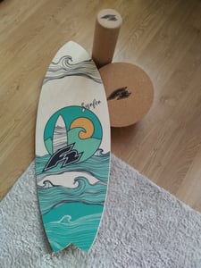 F2 Set Balance Board Peanut 86x32cm + Halbkugel und Korkrolle Kunden-Foto 1