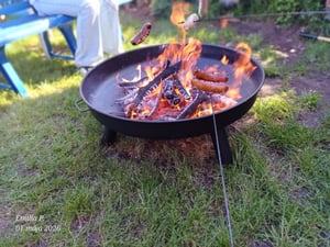 EINFEBEN 82cm Feuerschale Feuerkorb Pflanzschale Klöpperboden Feuerstelle mit Griffen Kunden-Foto 3