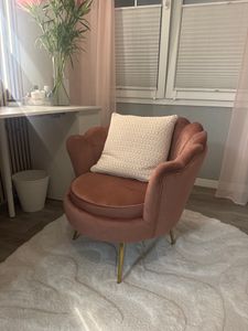 SalesFever Muschel-Sessel | Bezug Samt-Stoff | Gestell Metall goldfarben | B 78 x T 76 x H 78,5 cm | blau Kunden-Foto 1