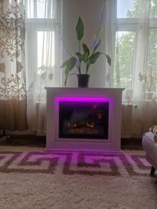 Juskys Elektrokamin 1000 / 2000 W - Standkamin mit Heizung, LED & Timer - Weiß Kunden-Foto 7