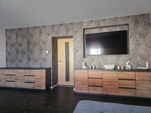 Zweier-Set Kommoden MIKEL – Anthrazit / Eiche Wotan, 6 Schubladen und 3 Türen, 200 cm breit – Minimalistische Kommode für Schlafzimmer oder Wohnzimmer Kunden-Foto 1