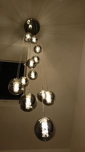 ZMH Pendelleuchte Esstisch 6 Flammig Bernstein Pendellampe Kronleuchter Hängeleuchte Glaskugle für Wohnzimmer Schlafzimmer Küche Flur Kunden-Foto 1