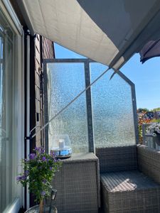 tillvex Balkonmarkise 400 cm Grau Gelenkarm Markise Klemmmarkise Sonnenmarkise Balkon ohne Bohren Kunden-Foto 2