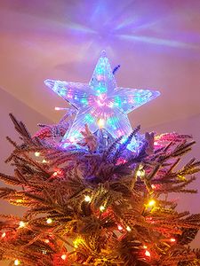 Christbaumspitze LED Stern Baumspitze Licht 8 Lichtmodi Batteriebetrieben Weihnachtsbeleuchtung Weihnachtsbaum Deko Kunden-Foto 1