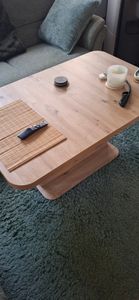 Couchtisch mit Funktion, Sofatisch Herbert - ausziehbar/höhenverstellbar - Artisan Eiche/Anthrazit - Synchronauszug - Säulengestell Kunden-Foto 1